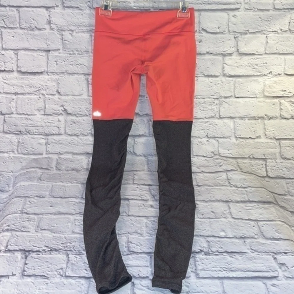 Alo Yoga Ice Goddess Ribbed Legging Coral Gray Extra Long Stretch Athletic Pants